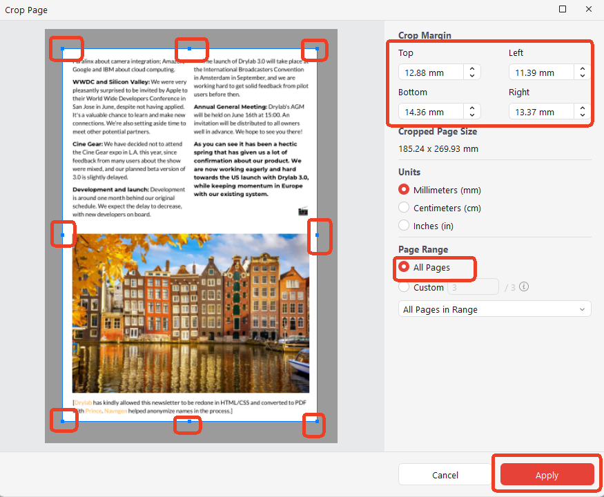 Crop the PDF in JOPDF
