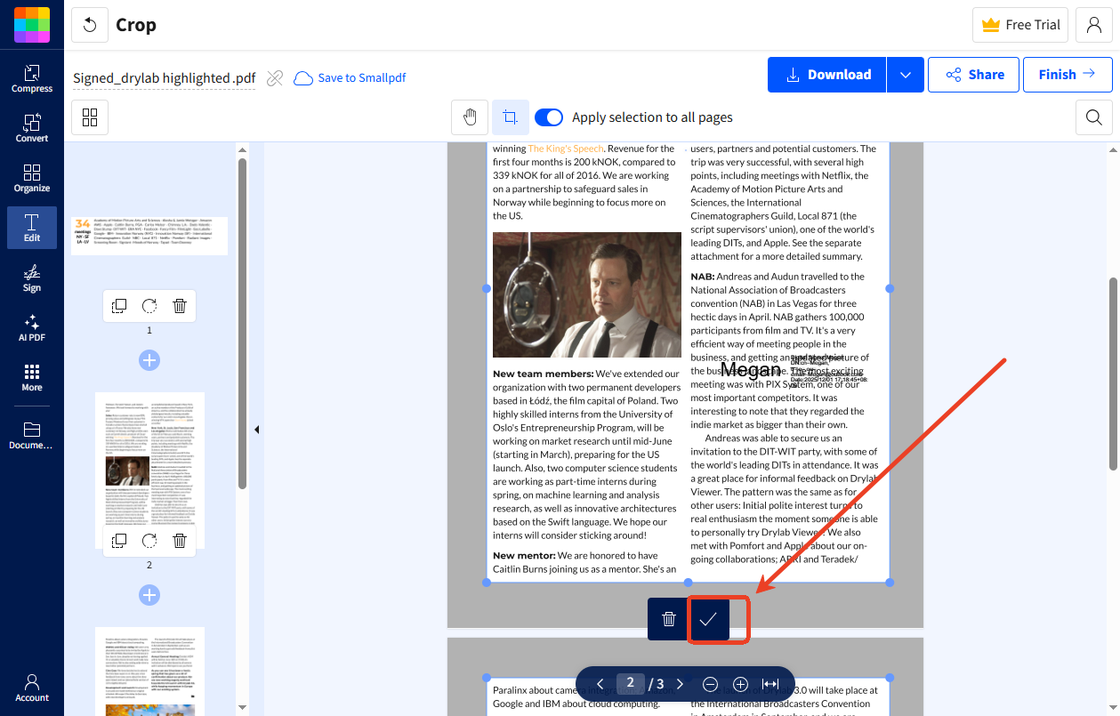 Crop the PDF in Smallpdf