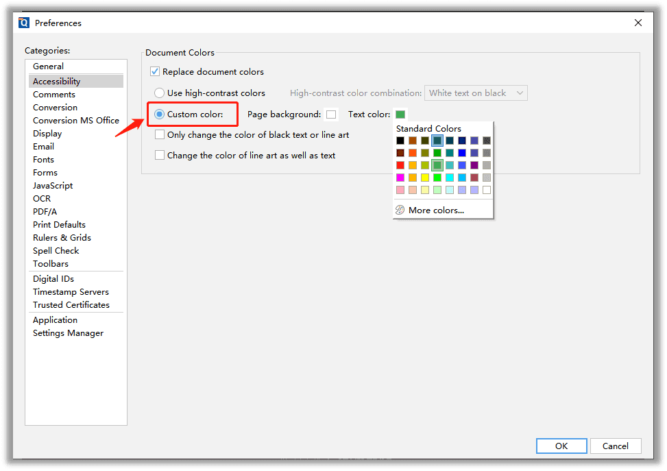 How to custom the PDF text color in Qoppa PDF Studio