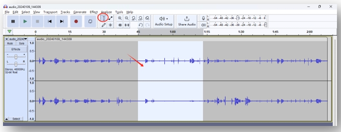 How to cut audio in Audacity into one track