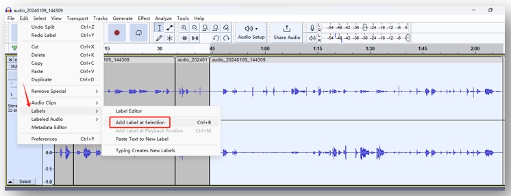 How to cut audio in Audacity into multiple tracks