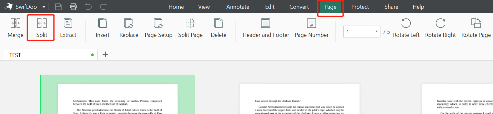 How to cut pages from PDF with SwifDoo PDF splitter step 1