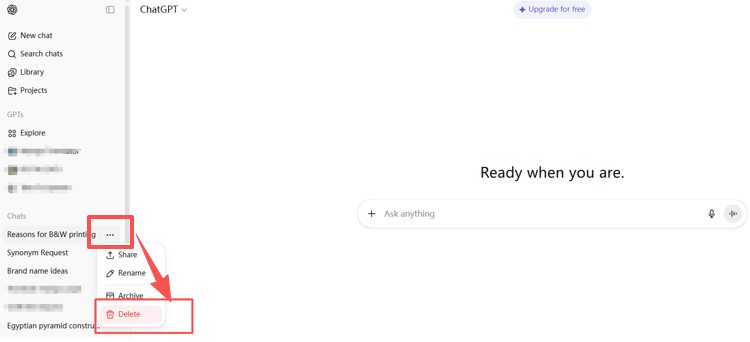 How to Delete a Chat Conversation in ChatGPT Web Version