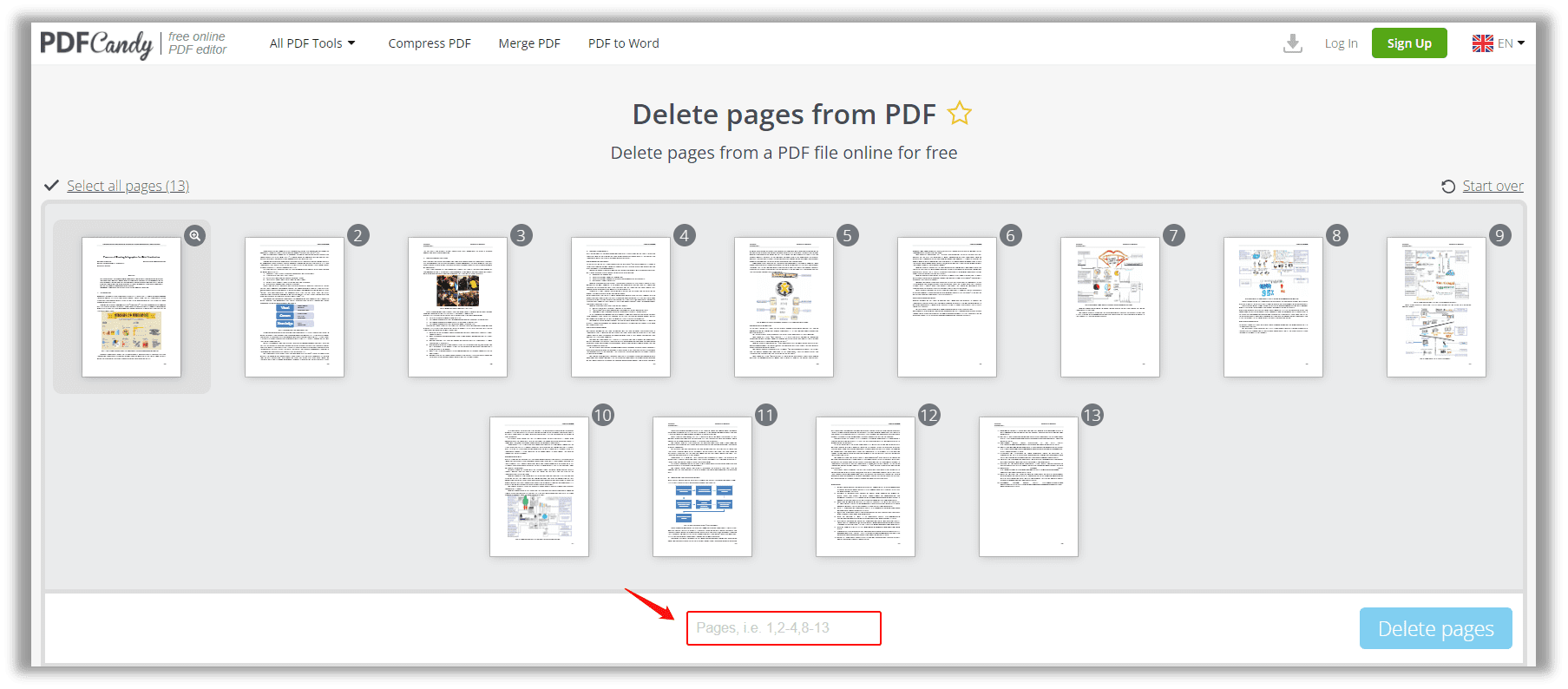 How to delete PDF pages online in PDF Candy