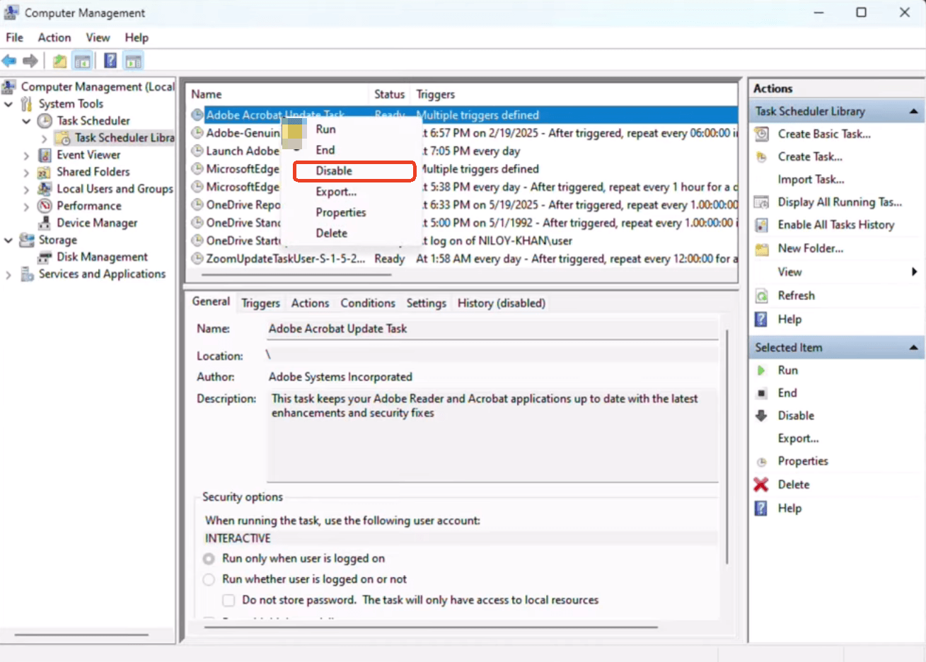 Disable Adobe Acrobat Update Task