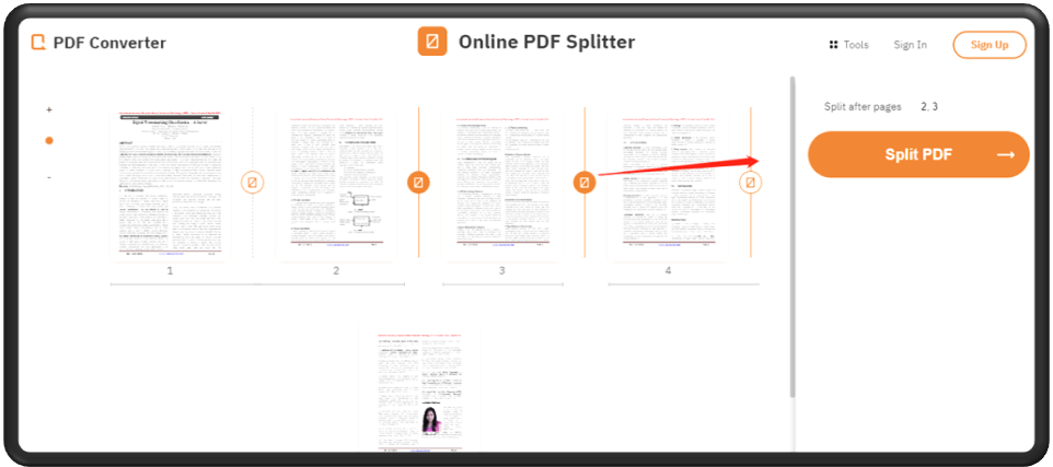 How to divide PDFa online in PDF Converter