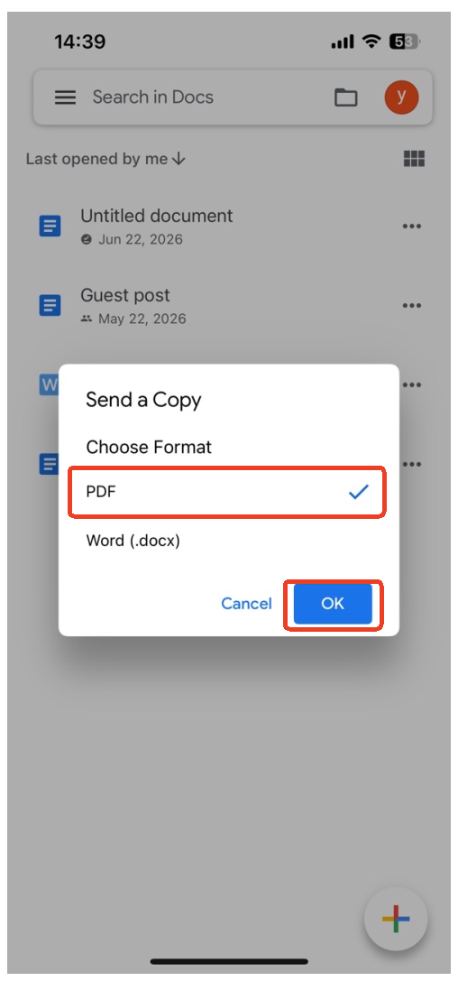 Google doc to PDF download