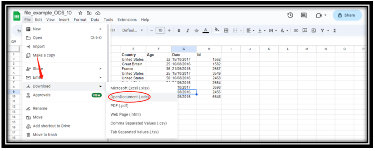 How to download as ODS file