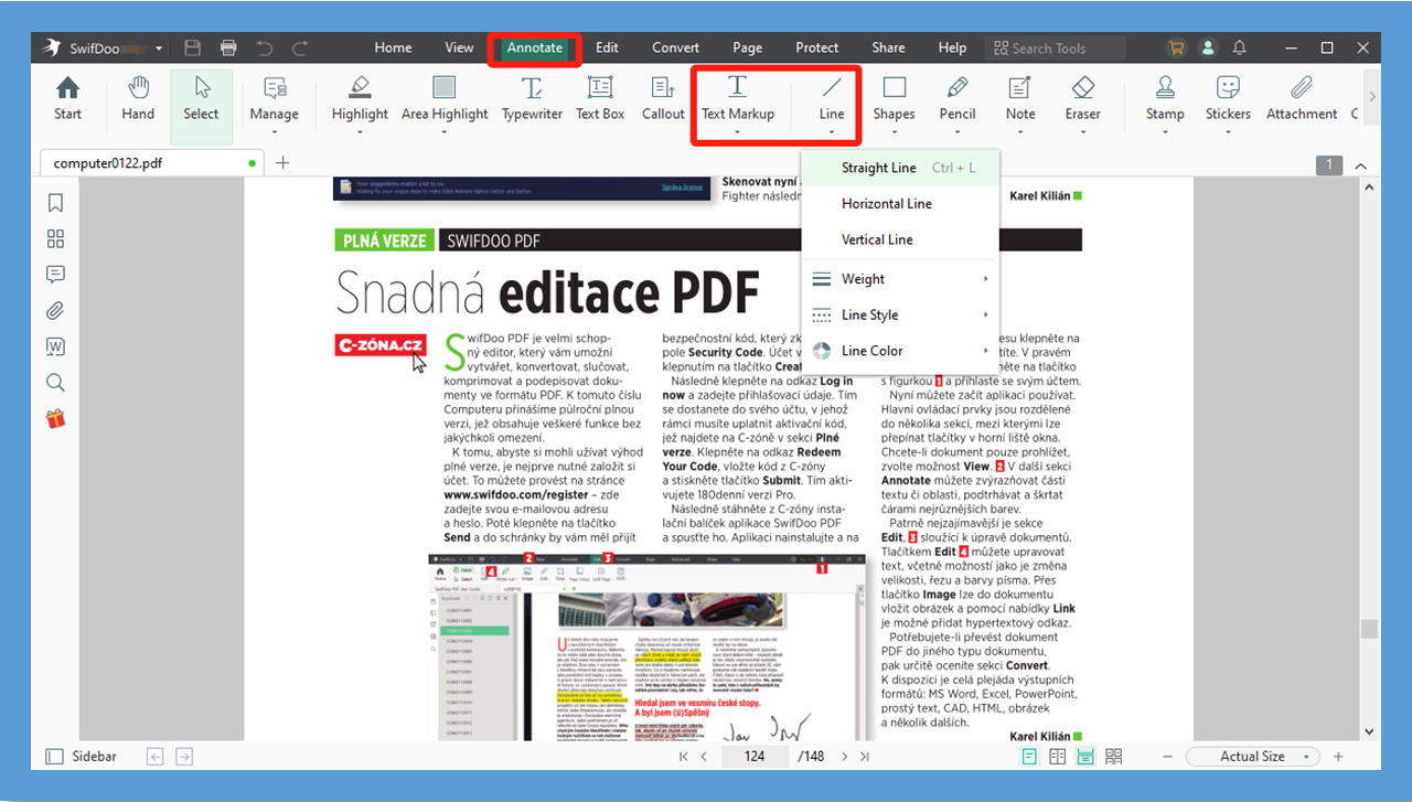 how to draw a line in PDF with SwifDoo PDF for Windows 2