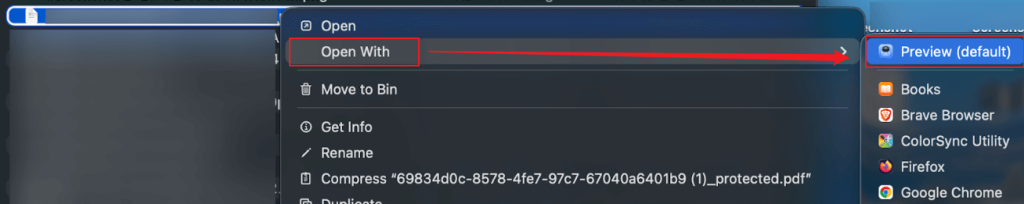 Open the PDF file with Preview