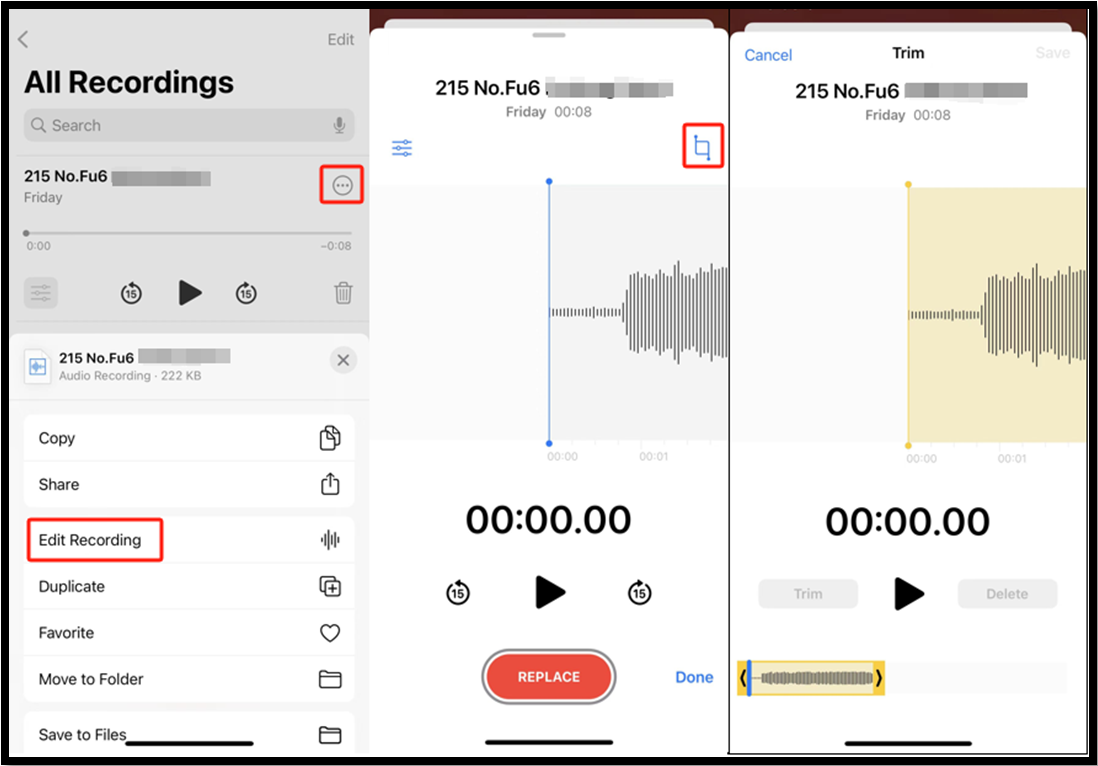 how to edit audio recording on iPhone