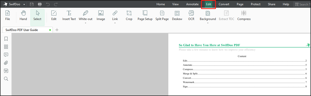 How to edit PDF on Windows with SwifDoo PDF step 2