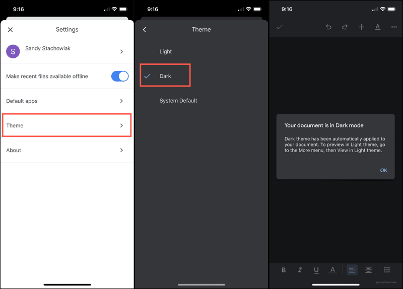 How to Enable Google Docs Dark Mode on iPhone
