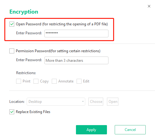 How to encrypt PDF with SwifDoo PDF step 2