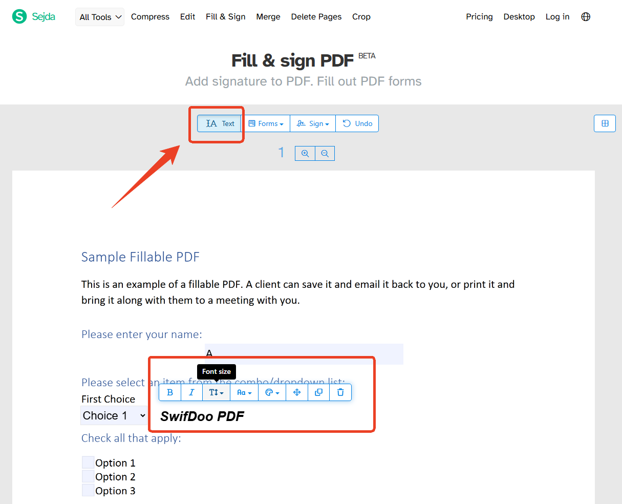 add text to a flat forms