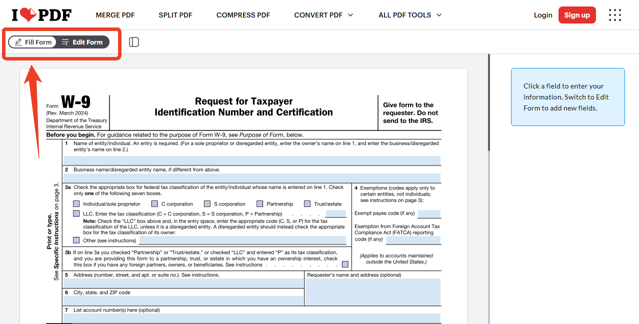 Fill Form ilovepdf