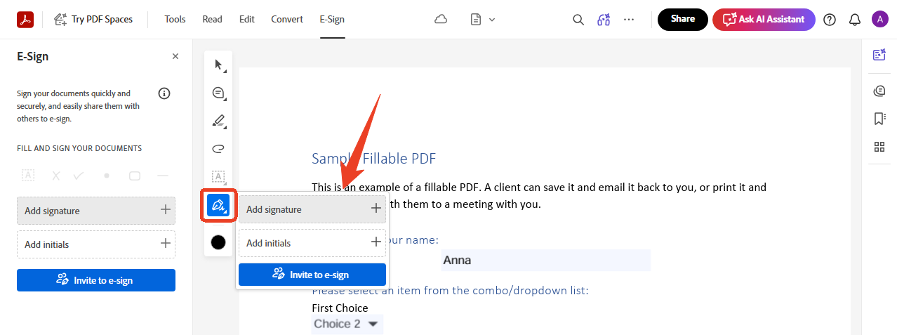 adobe add signature tool