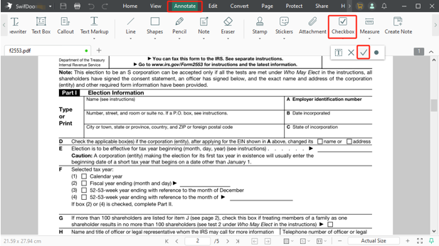 How to Fill Out Form 2553 step 2