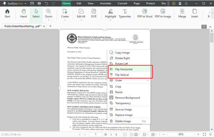 How to Flip a PDF Image with SwifDoo PDF 3