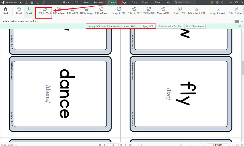 Go to Convert and click PDF to Word in SwifDoo PDF