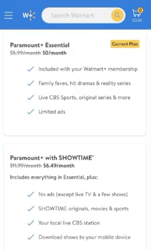 Get the Paramount Plus for free in Walmart+