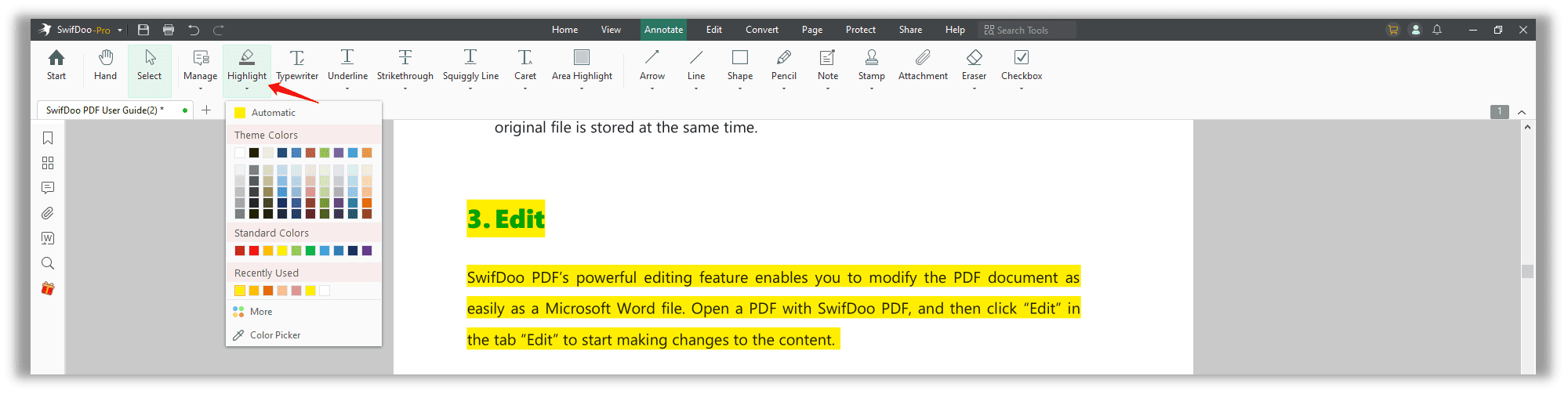 How to highlight a PDF on Windows in SwifDoo PDF