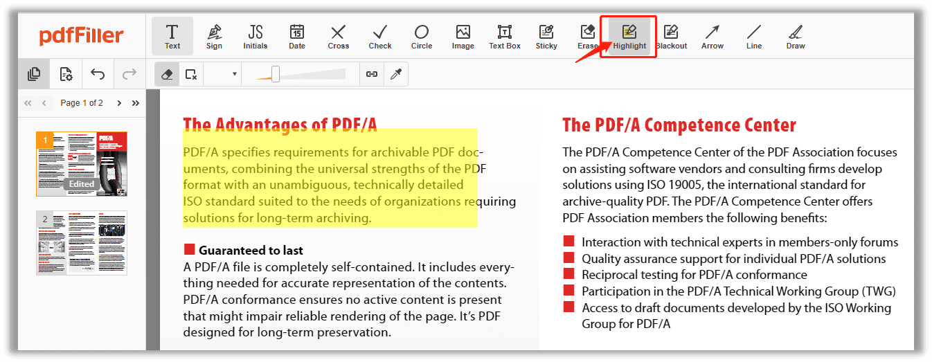 How to highlight a PDF online in pdfFiller