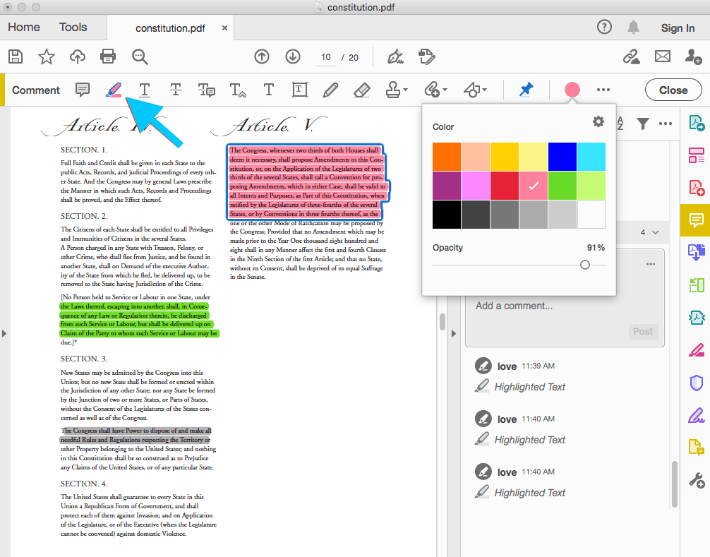 Highlight PDF on Mac with Adobe