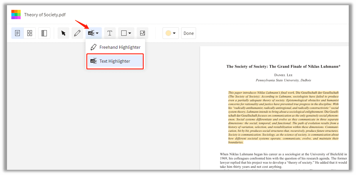 How to highlight the text in a PDF online
