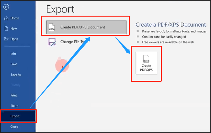 Choose PDF/ XPS