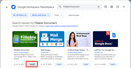 Google Docs Fillable Document