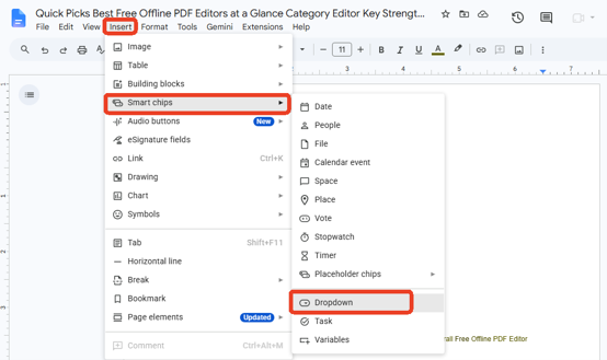 Google Docs Dropbox insert