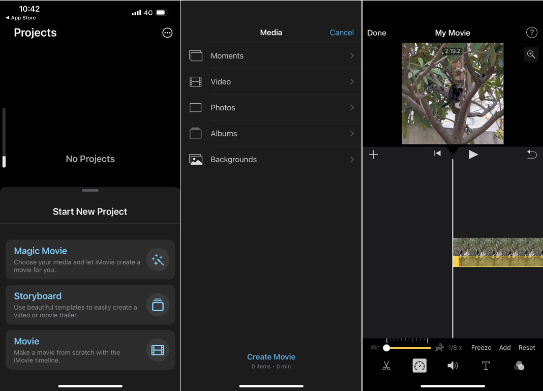 how to make a time-lapse video using iMovie on iPhone