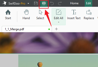Click the Print icon in SwifDoo PDF