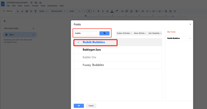 How to Get Bubble Letters on Google Docs by Adding Fonts