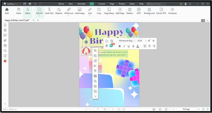 make milestone birthday wishes card with downloaded template