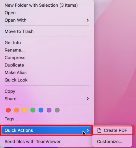 How to merge PDF files on Mac with Finder step 2