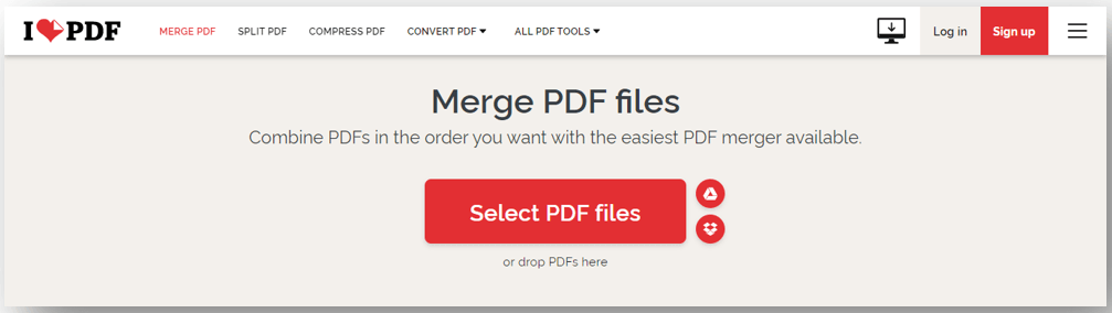 How to merge PDF files using iLovePDF