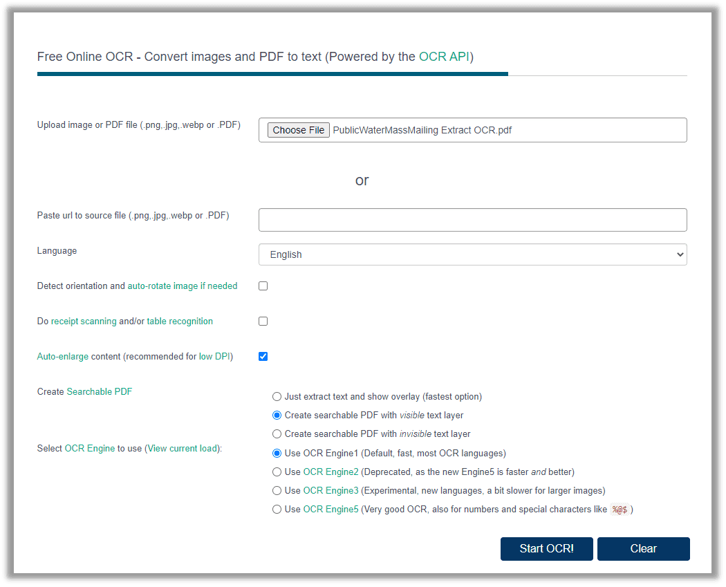 How to OCR a PDF in OCR Space online