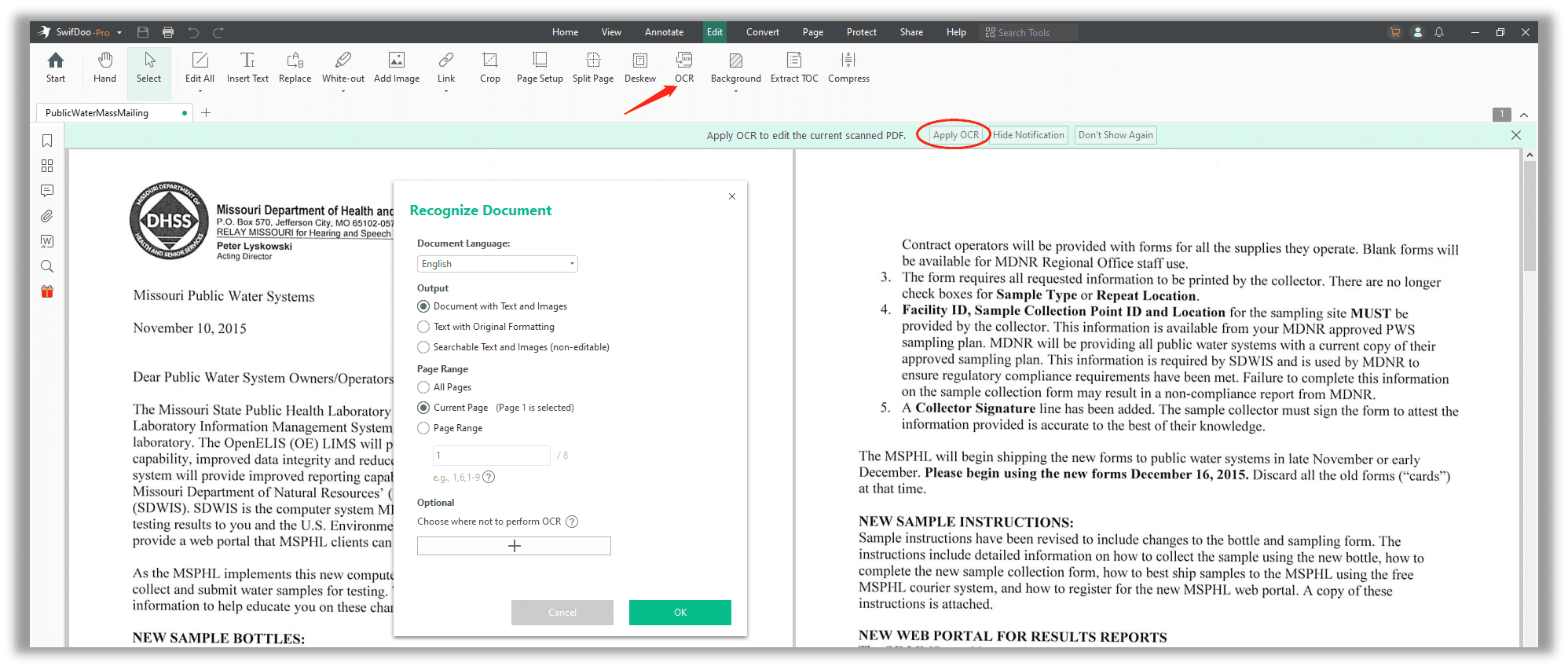 How to OCR a PDF in SwifDoo PDF
