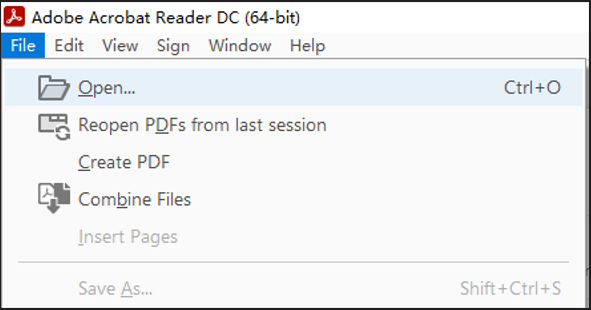 Open PDF file in Adobe Acrobat Reader DC step 2