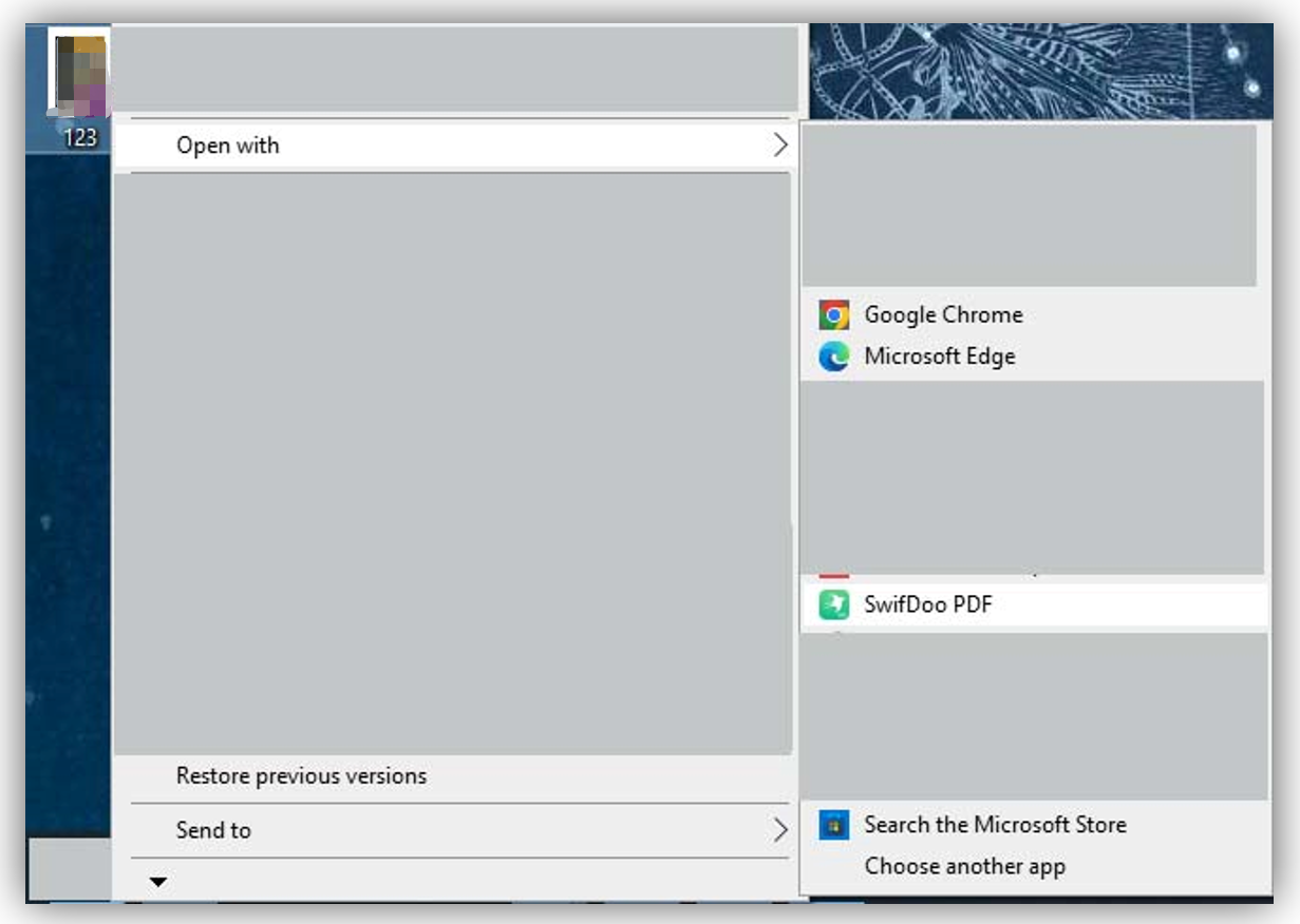 Open PDF file with SwifDoo PDF from context menu step 2