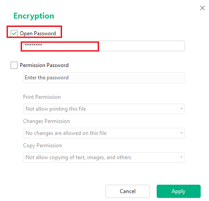 Add the Open Password to the PDF in SwifDoo PDF