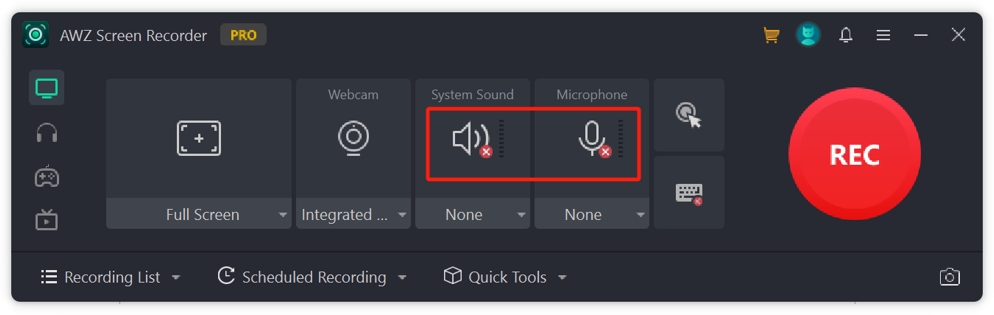 How to play music while recording on a computer in AWZ Screen Recorder