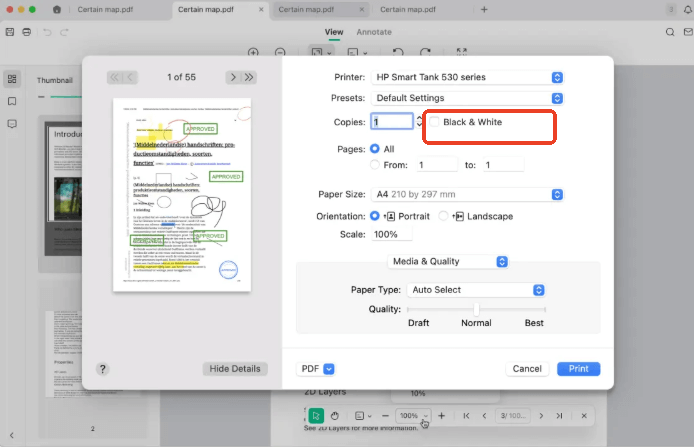 How to Print Black and White on Mac from a PDF with SwifDoo PDF