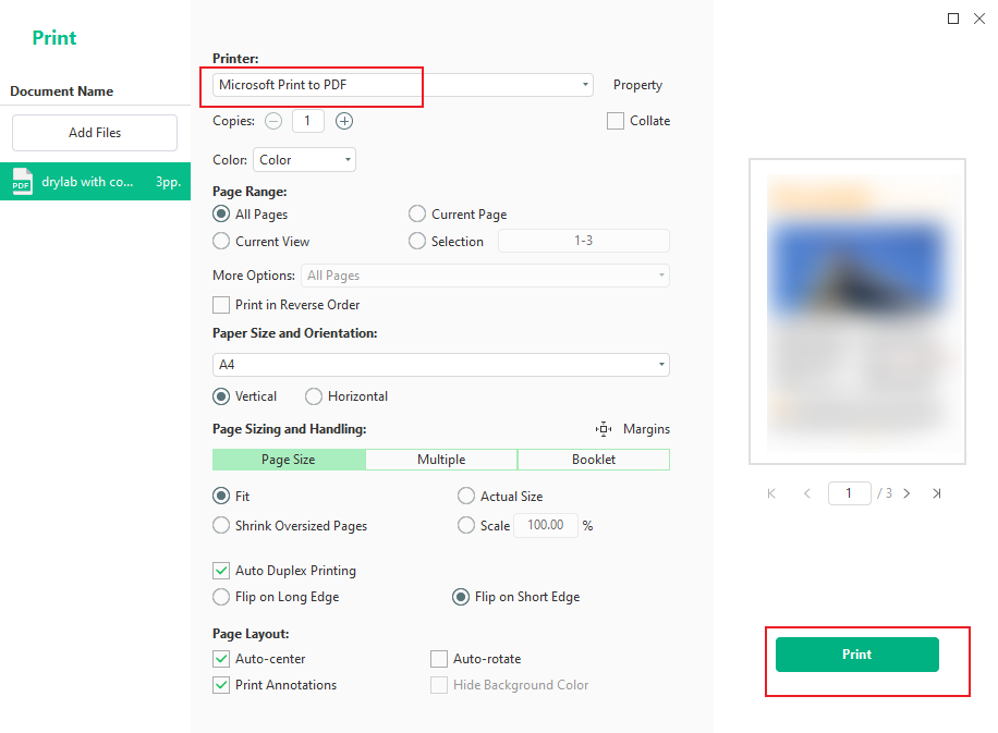 Adjust the export settings in SwifDoo PDF and click Print