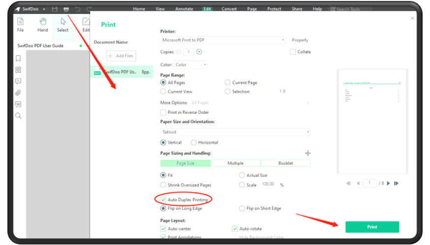 How to print double-sided PDF using SwifDoo PDF