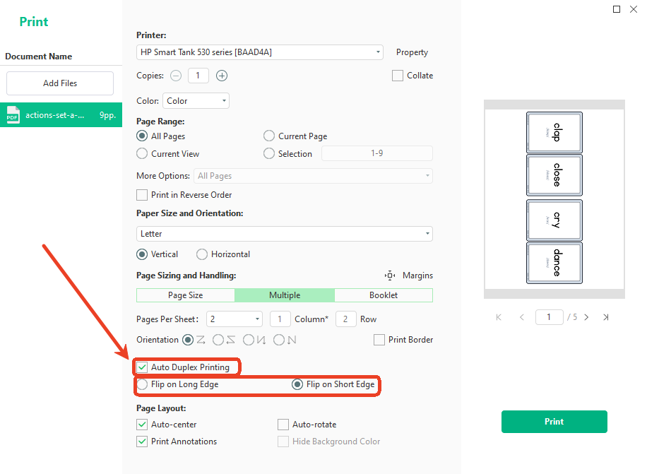 Print the double-sided PDF in SwifDoo PDF