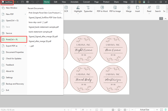 How to Print Labels from a PDF Using SwifDoo PDF 1