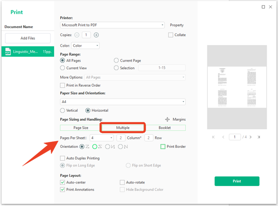 print large pdf on multiple pages